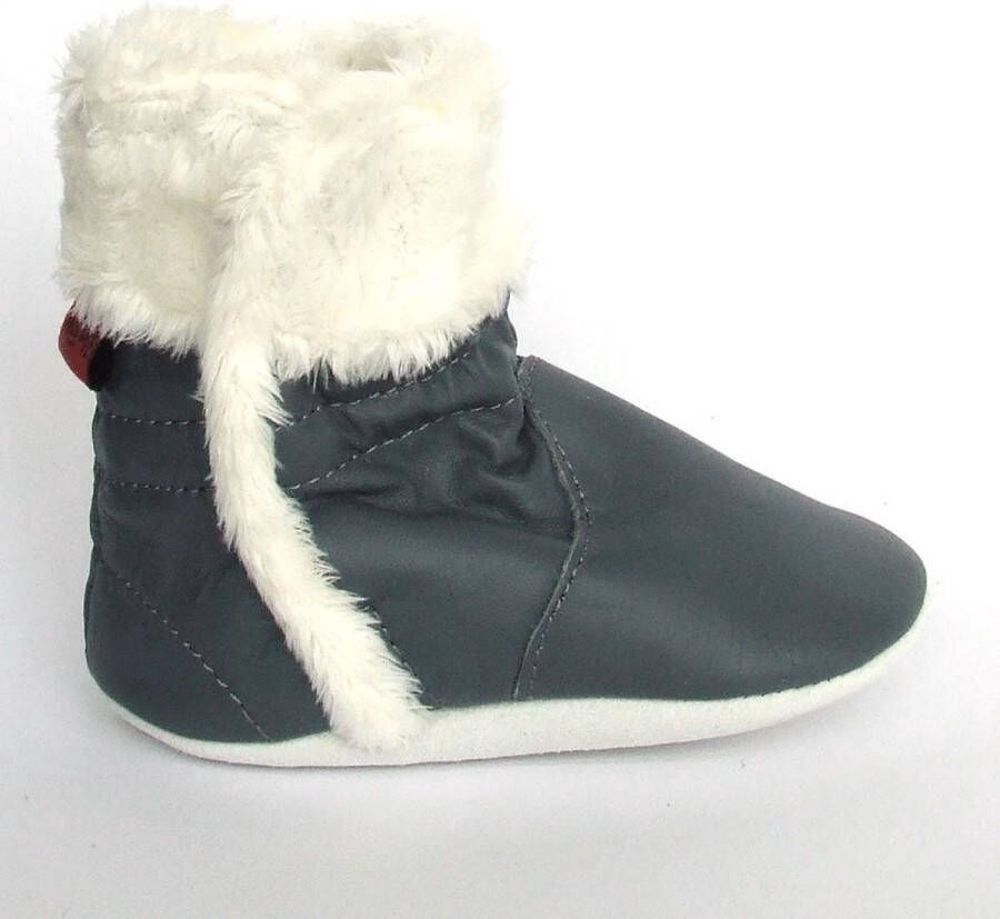 Aapie leren babyslofjes Eskimo Stone laarsjes gevoerd grijs maat XS