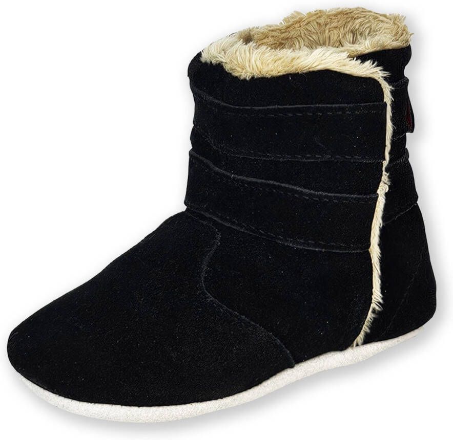 Aapie leren babyslofjes Winterboot Calgary laarsjes gevoerd antislip zwart maat XL