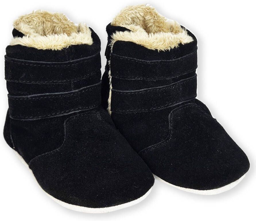 Aapie leren babyslofjes Winterboot Calgary laarsjes gevoerd antislip zwart maat L