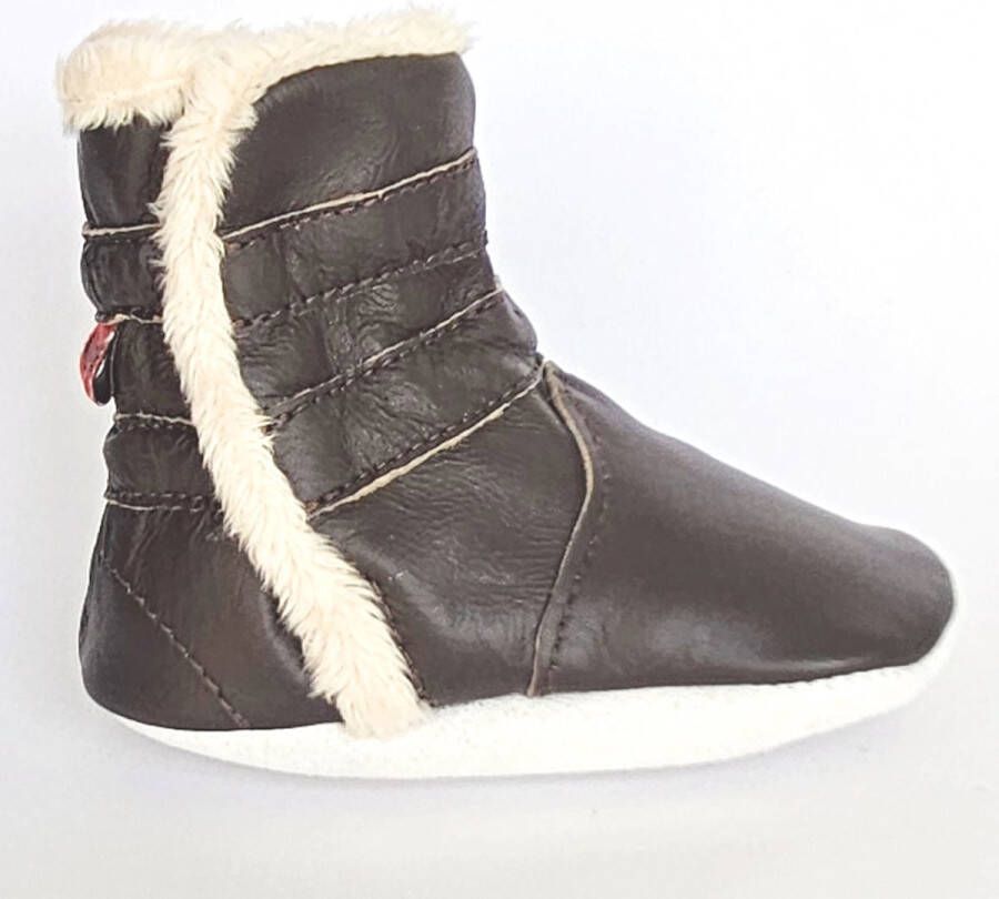 Aapie leren babyslofjes Winterboot Cow laarsjes gevoerd antislip bruin