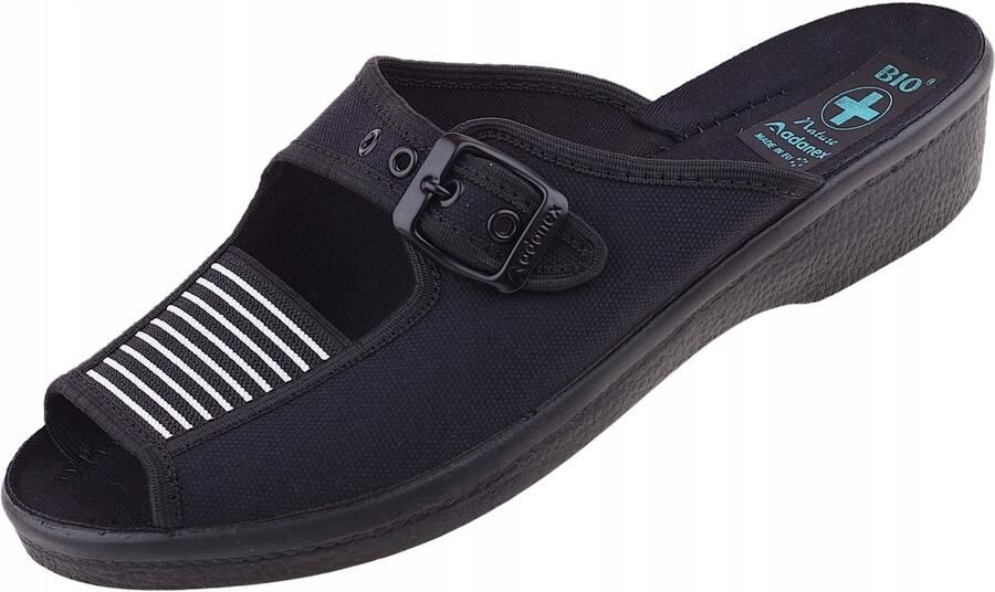 Adanex Bio Pantoffels Dames Zwart Verstelbaar & Comfortabel