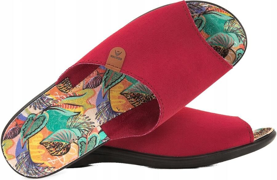 Adanex Dames Pantoffels 29595 Textiel Rood Bloemen