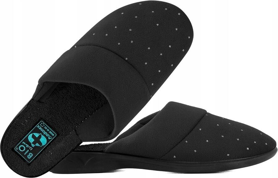 Adanex Dames Pantoffels 29953 Zwart Zilver PU Zool