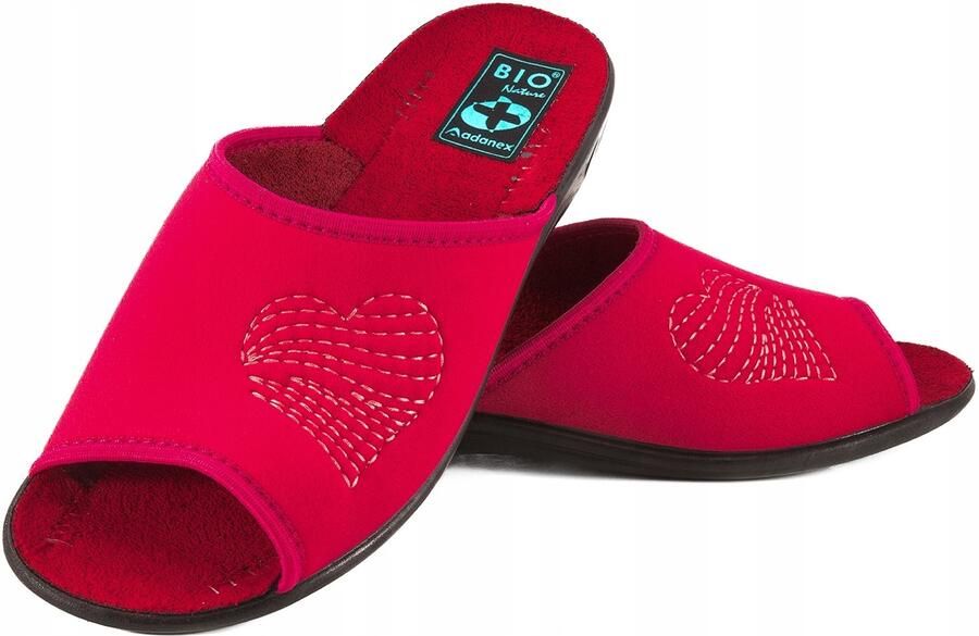 Adanex Dames Pantoffels 30304 Bio PU Hart Rood Zwart