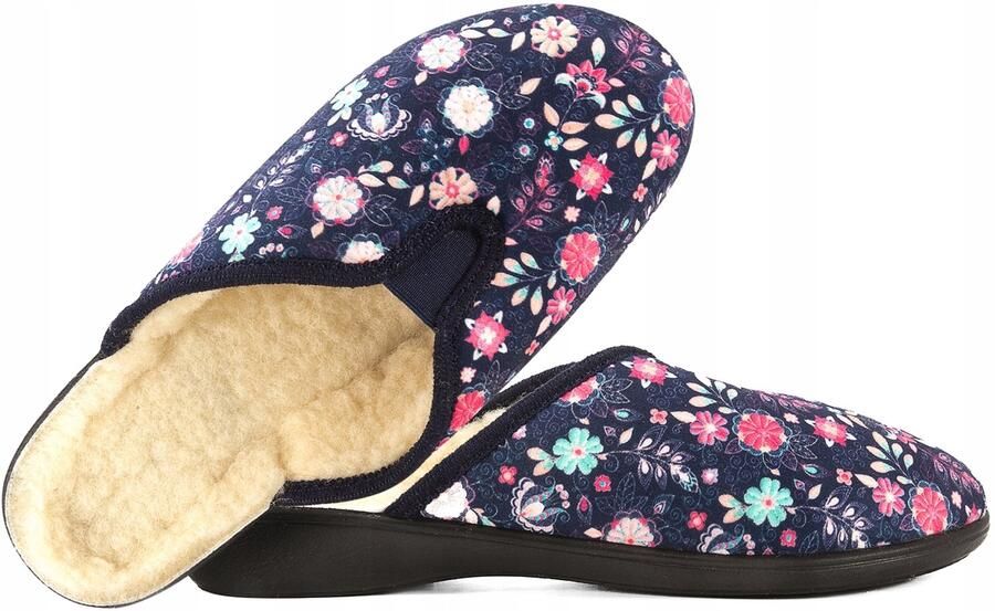 Adanex Dames Pantoffels Wol Gevoerd PU Zool Blauw