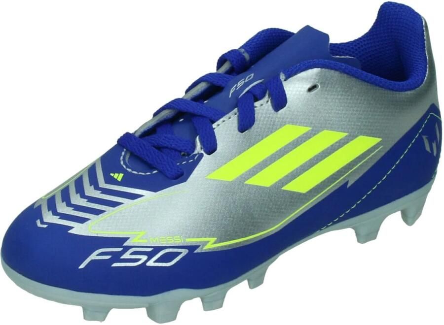Adidas Perfor ce F50 Club Messi junior voetbalschoenen zilvermetalic kobaltblauw geel - Foto 3
