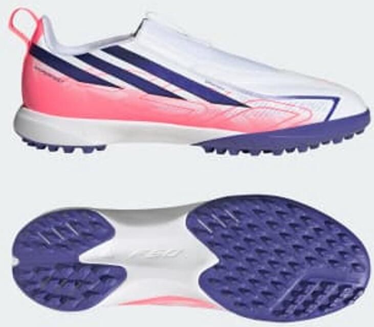 Adidas F50 Hyperfast League Laceless Tf Junioren Voetbalschoenen Wit 1 2 Kinderen