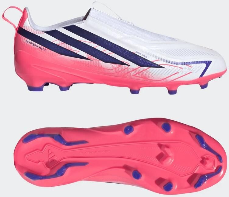 Adidas F50 Hyperfast League Laceless Fg Junioren Voetbalschoenen Wit 1 2 Kinderen