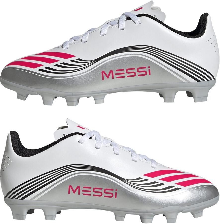 Adidas Perfor ce F50 Messi Club FG MG junior voetbalschoenen wit rood grijs - Foto 3