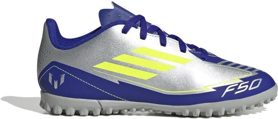 Adidas Perfor ce F50 Club Messi junior voetbalschoenen zilvermetallic kobaltblauw geel