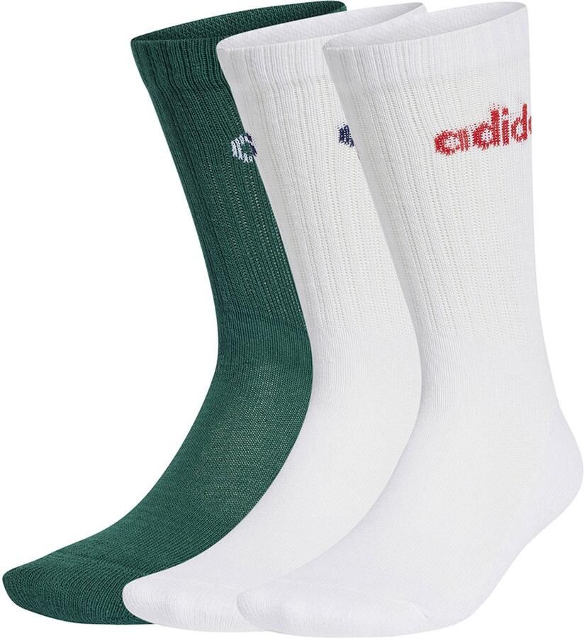 Adidas Linear Cushioned Crewsokken 3 Eenheden Groen Wit Man