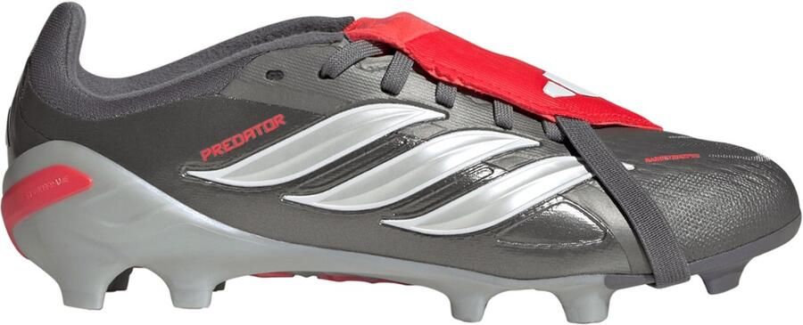 Adidas Predator Elite FT Gras Voetbalschoenen (FG) Kids Donkergrijs Wit Zilver Rood