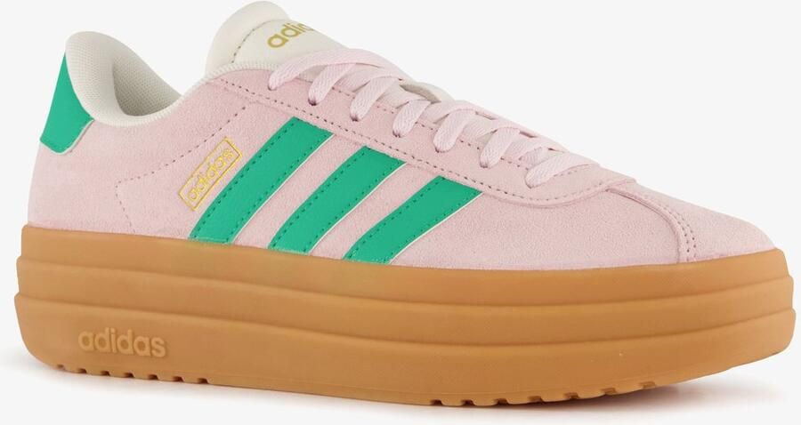 Adidas VL Court Bold suede dames sneakers roze groen 1 3 Echt leer Uitneembare zool