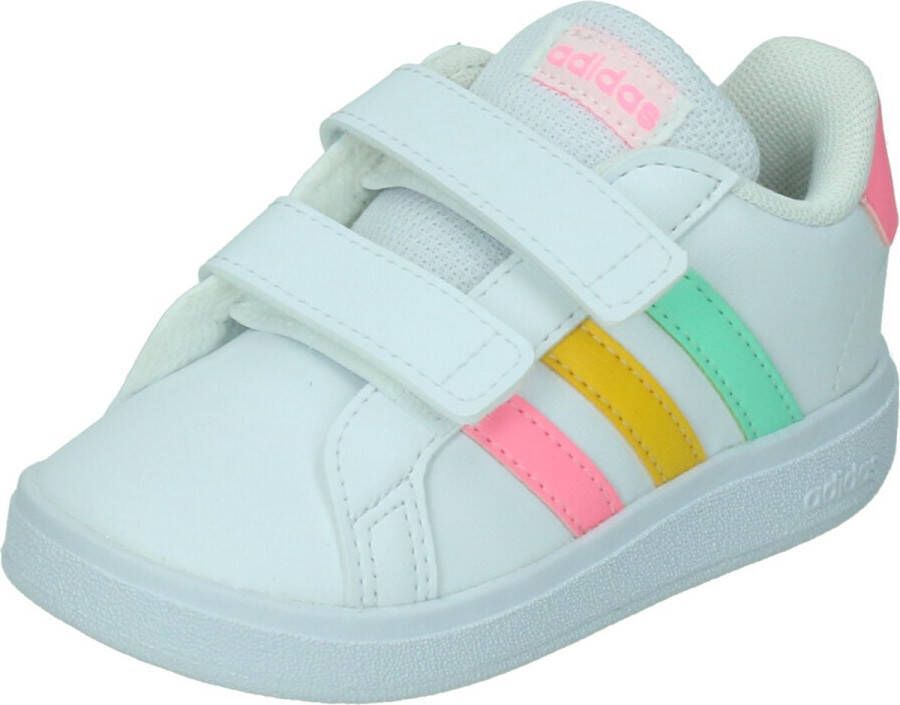 Adidas grand court 2.0 sneakers wit roze kinderen