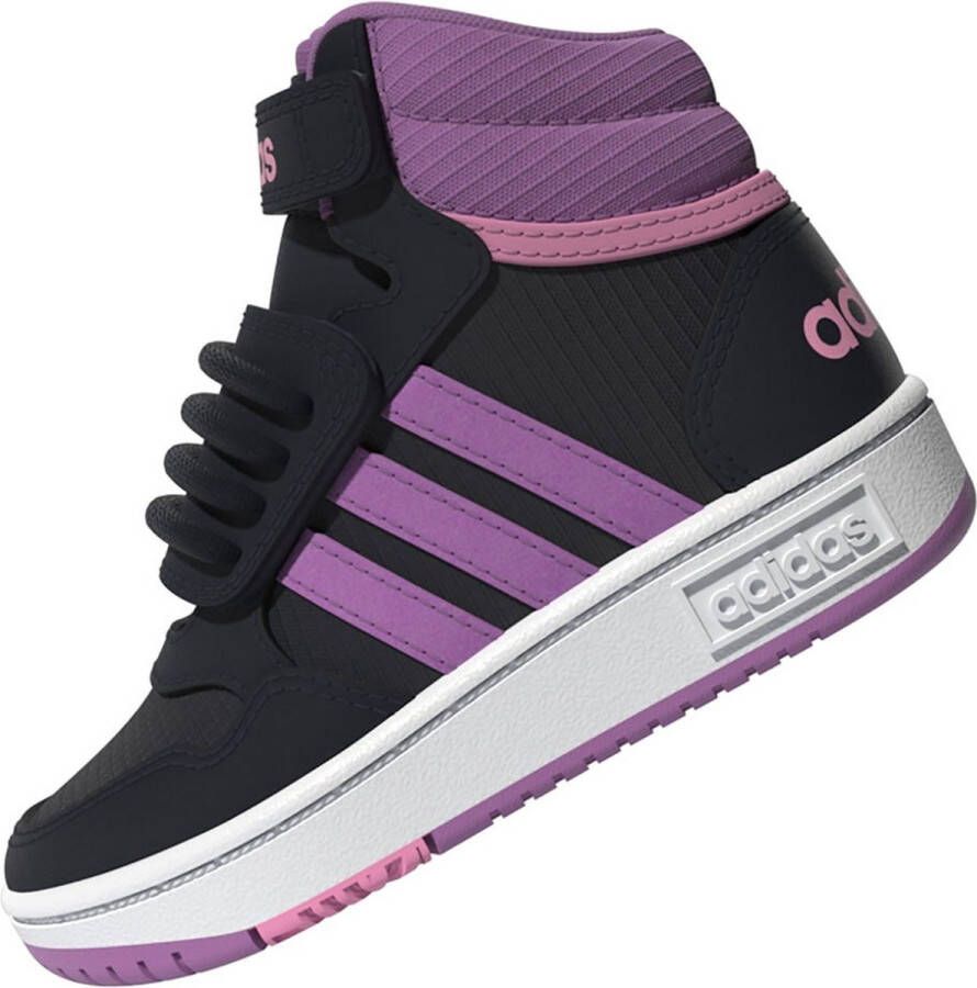 Adidas hoops mid lifestyle basketball strap sneakers zwart roze baby kinderen