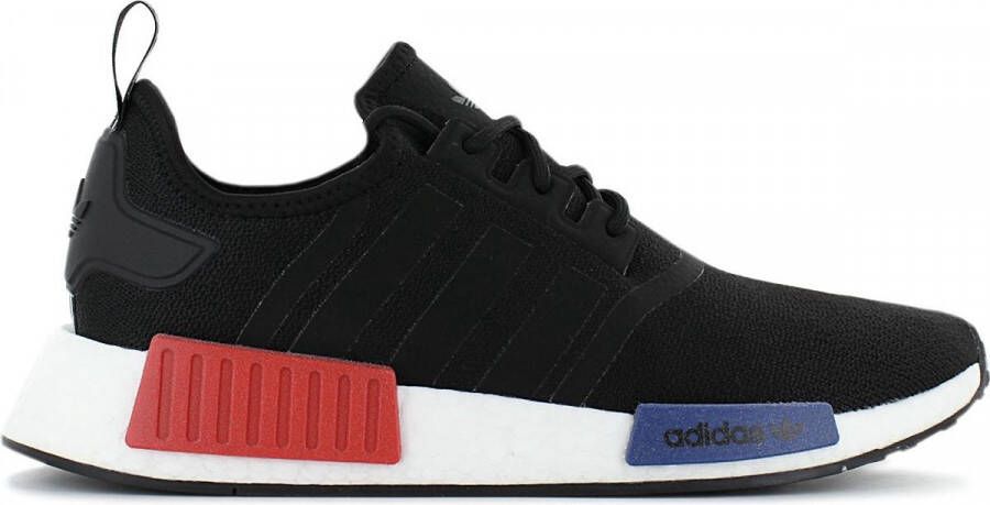 Adidas Originals Nmd_R1 Zwarte Stoffen Sneakers met Rode en Blauwe Inzetstukken Zwart Heren