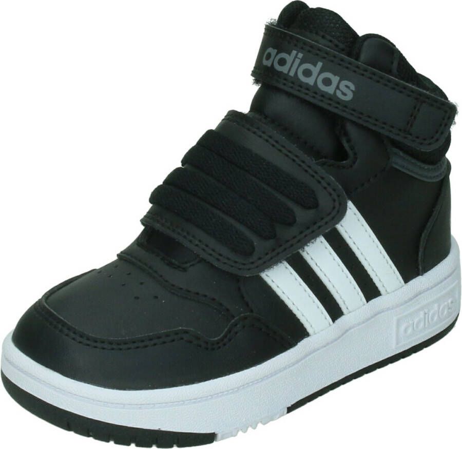Adidas Sportswear Hoop Mid sneakers zwart wit grijs Imitatieleer 19