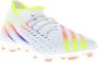 Adidas Predator Edge.3 Gras Voetbalschoenen (FG) Wit Geel Blauw - Thumbnail 5