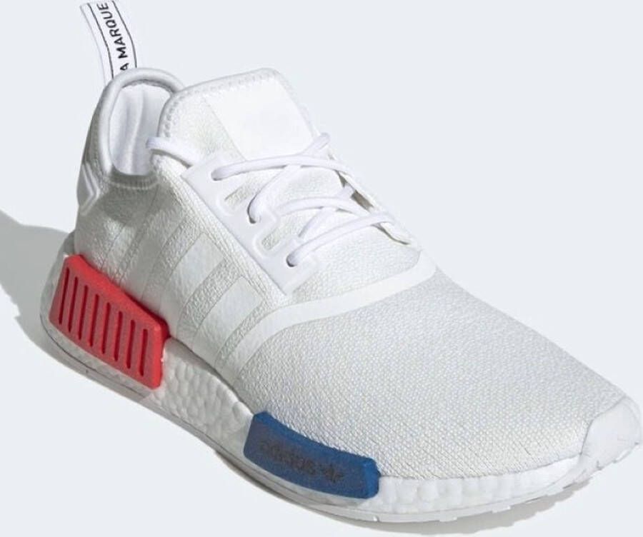 Adidas Originals Nmd_R1 Witte Stoffen Sneakers met Rode en Blauwe Accenten White