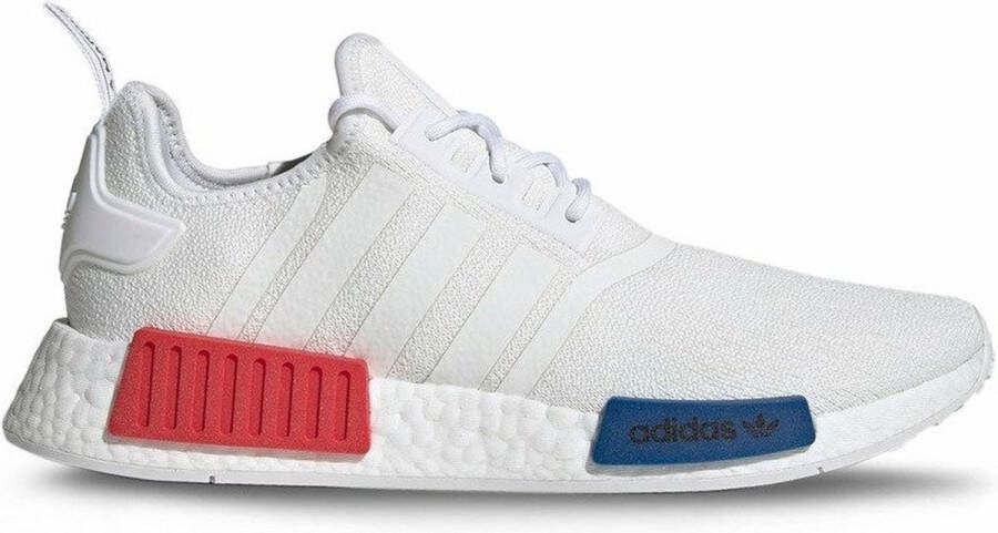 Adidas Originals Nmd_R1 Witte Stoffen Sneakers met Rode en Blauwe Accenten White