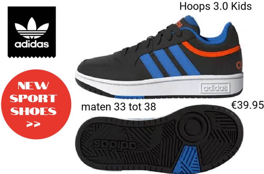 Adidas hoops 3.0 sneakers zwart oranje kinderen