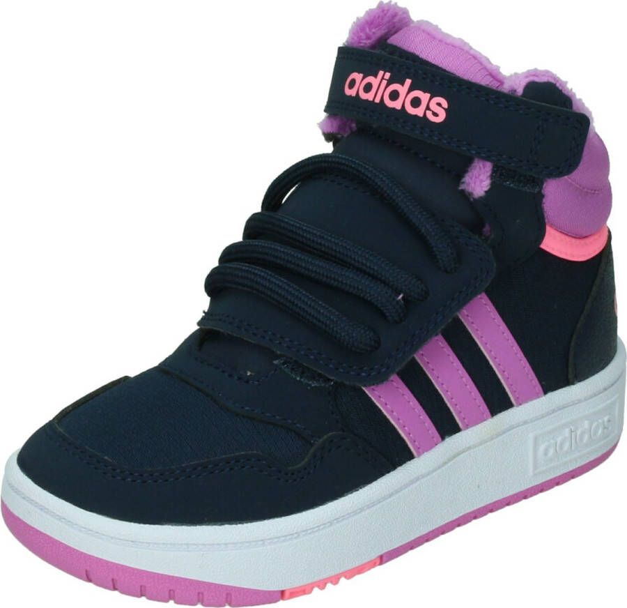 Adidas hoops mid lifestyle basketball strap sneakers zwart roze baby kinderen