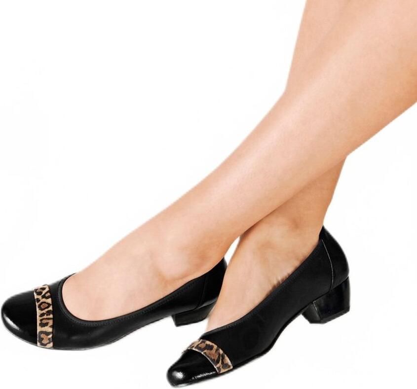 AFIBEL Ballerina van twee materialen met kleine hak