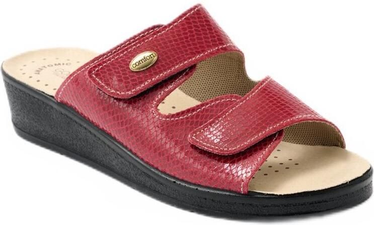 AFIBEL Brede leren muiltjes met klittenbandsluiting