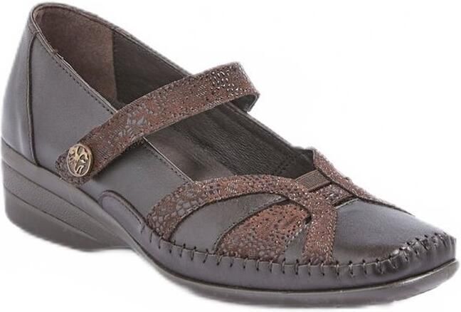 AFIBEL Leren ballerina's met comfortabele wijdte en klittenbandsluiting