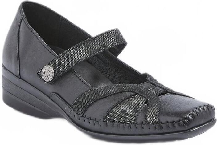 AFIBEL Leren ballerina's met comfortabele wijdte en klittenbandsluiting