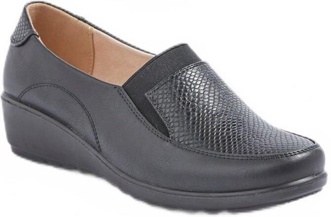 AFIBEL Mocassins élastiqués compensés grande largeur cuir