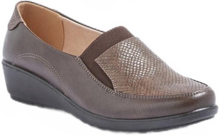 AFIBEL Mocassins élastiqués compensés grande largeur cuir