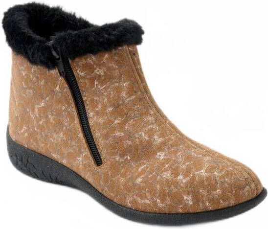 AFIBEL Bedrukte leren laarzen met comfortwijdte en ritssluiting