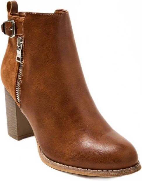 AFIBEL Bi-materiaal laarzen met hoge hak gesp en rits