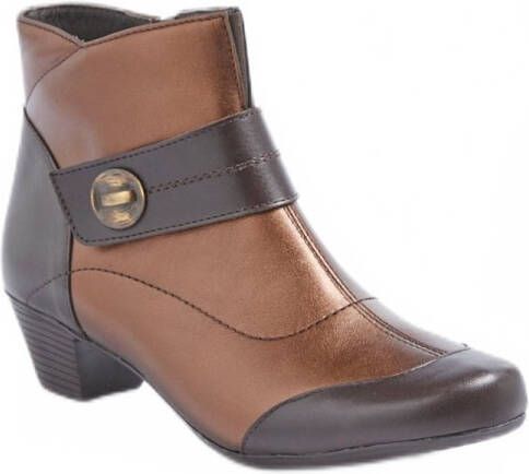 AFIBEL Leren laarzen met rits en afgehaakte hak