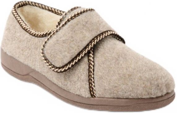 AFIBEL Brede comfort gevoerde slippers met klittenband