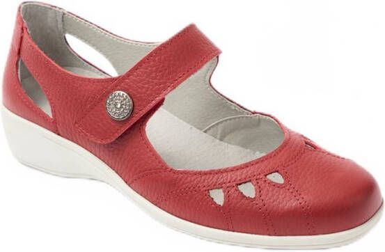 AFIBEL Brede leren ballerina's met klittenbandsluiting