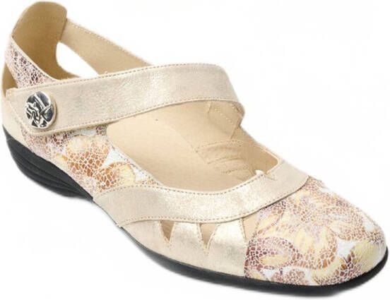 AFIBEL Brede leren ballerina's met klittenbandsluiting