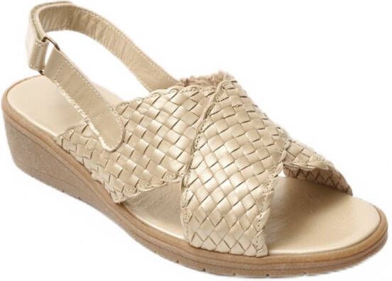 AFIBEL Comfort wijde sandalen van gevlochten leer