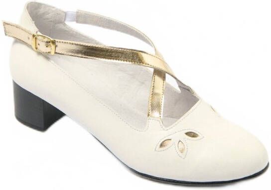 AFIBEL Comfortabele wijdte leren pumps met kruisband