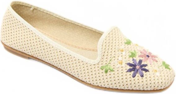 AFIBEL Geborduurde textiel open ballerina platte hak
