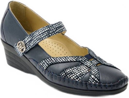 AFIBEL Leren ballerina's met comfortabele wijdte en klittenbandsluiting