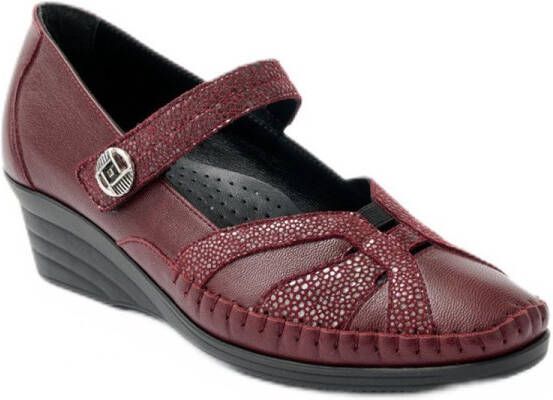 AFIBEL Leren ballerina's met comfortabele wijdte en klittenbandsluiting