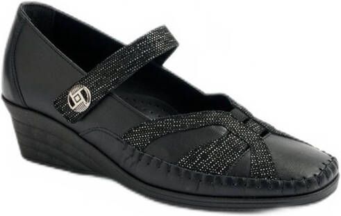 AFIBEL Leren ballerina's met comfortabele wijdte en klittenbandsluiting