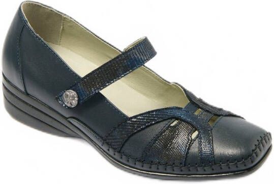 AFIBEL Leren ballerina's met comfortabele wijdte en klittenbandsluiting