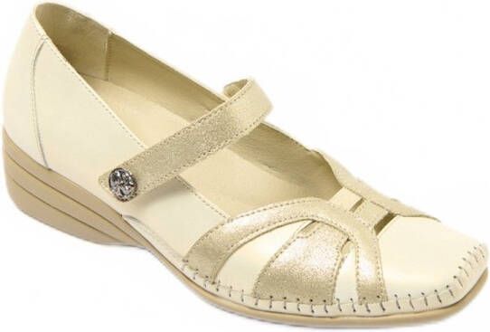 AFIBEL Leren ballerina's met comfortabele wijdte en klittenbandsluiting