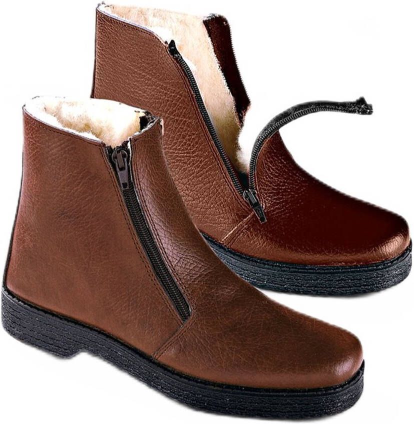 AFIBEL Leren bootie met wollen voering