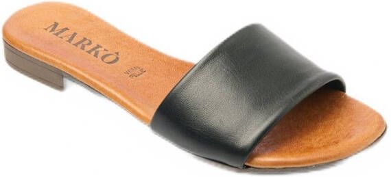 AFIBEL Leren muiltjes met brede riem en platte zool