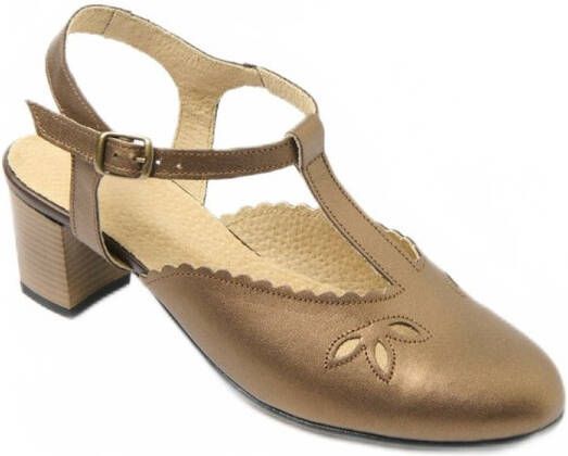 AFIBEL Leren sandalen met hoge hak in een comfortabele wijdte
