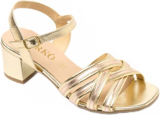 AFIBEL Leren sandalen met meerdere banden en hak